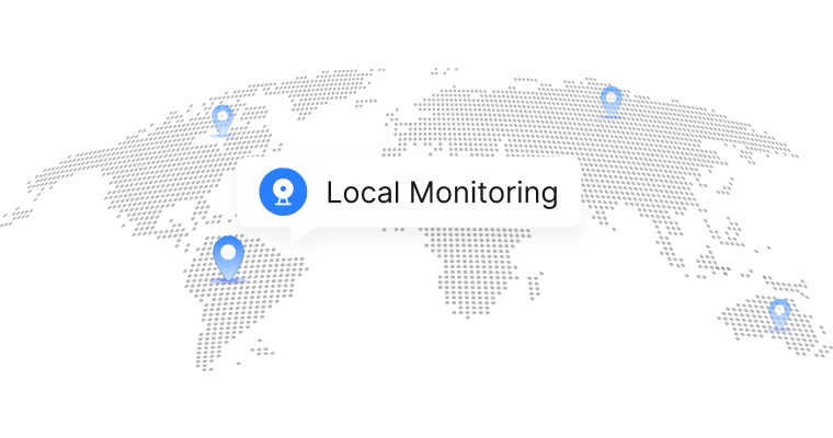 Illustration showing local brand monitoring across a global map