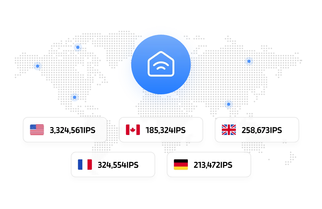 Global residential proxy IP coverage map